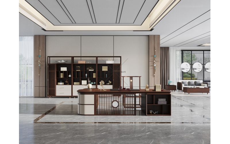 观澜QUNLAN实木班台-老板大班台-新现代班台