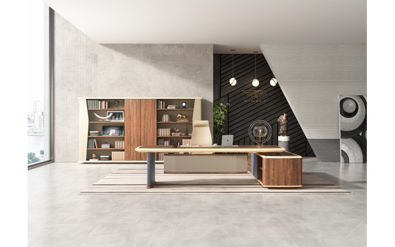 高级总裁办公台-睿智现代款实木班台